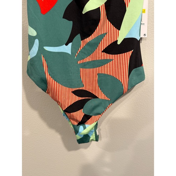 Nike Swimsuit Womens Small Black Green Swoosh Logo Keyhole Zipper Back One-Piece - Picture 7 of 9